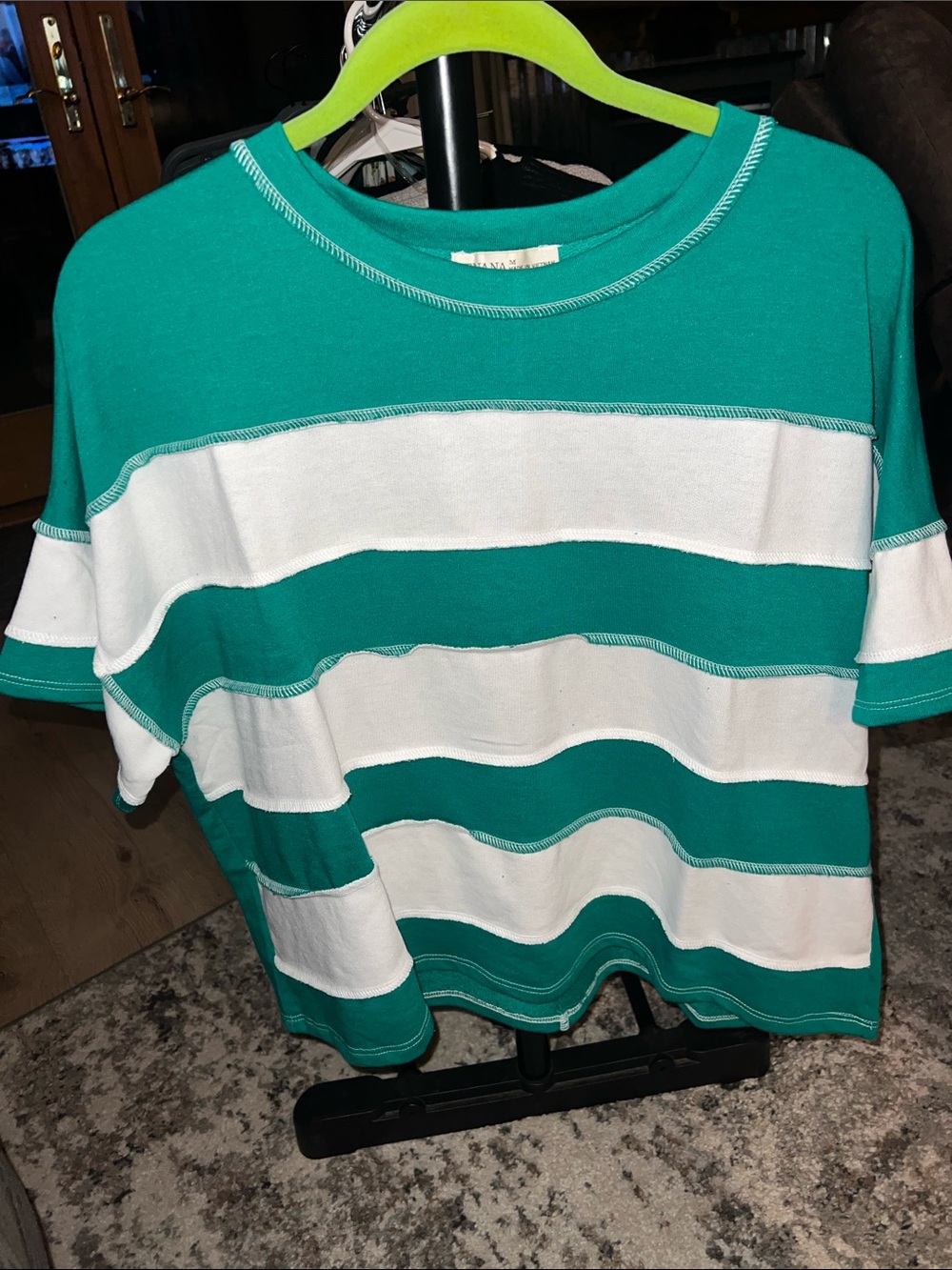 Green and White Striped Boxy light sweatshirt